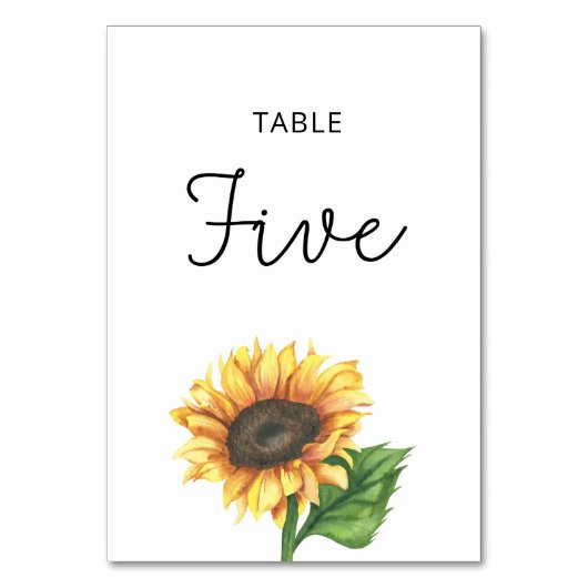 Sonnenblumen-Hochzeit Fünf-Tisch-Nummer Tischnummer (Vorderseite)