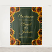 Sonnenblumen Hochzeit Grün und Gold Hochzeit Hinte Wandteppich (Vorderseite)