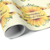 Sonnenblumen Hochzeit Herzlichen Glückwunsch Namen Geschenkpapier (Rolleneckpunkt)