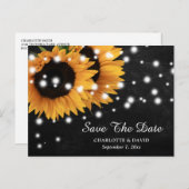 Sonnenblumen-Hochzeit im Chalkboard speichert das Ankündigungspostkarte (Vorne/Hinten)