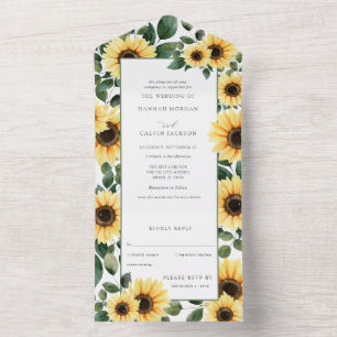 Sonnenblumen-Hochzeit im Herbst alles in einer Ein All In One Einladung