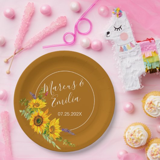 Sonnenblumen-Hochzeit im Herbst Pappteller (Party)