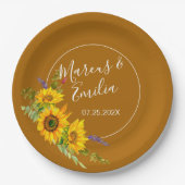 Sonnenblumen-Hochzeit im Herbst Pappteller (Vorderseite)
