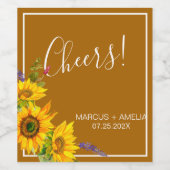 Sonnenblumen-Hochzeit im Herbst Weinetikett (Einzelnes Label)