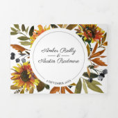 Sonnenblumen-Hochzeit in Blau-Hochzeit alles in ei Dreifach Gefaltete Ankündigung (Cover)