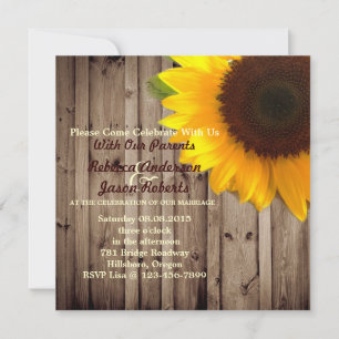 Sonnenblumen-Hochzeit mit Barnwood Einladung