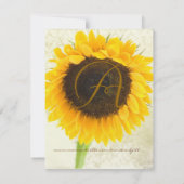 Sonnenblumen-Hochzeit mit deprimiertem Damast spei Save The Date (Rückseite)