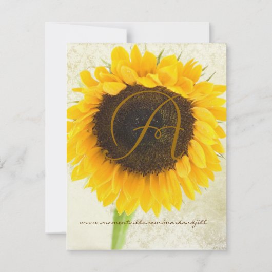 Sonnenblumen-Hochzeit mit deprimiertem Damast spei Save The Date (Rückseite)