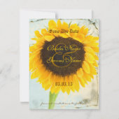 Sonnenblumen-Hochzeit mit deprimiertem Damast spei Save The Date (Vorderseite)