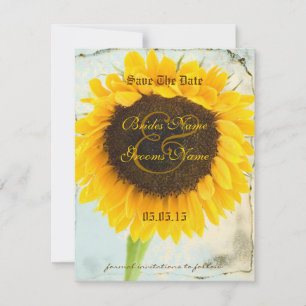 Sonnenblumen-Hochzeit mit deprimiertem Damast spei Save The Date