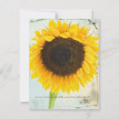 Sonnenblumen-Hochzeit mit deprimiertem Damast spei Save The Date (Rückseite)