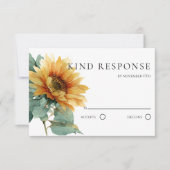 Sonnenblumen-Hochzeit mit eleganter QR-Code-Einlad RSVP Karte (Vorderseite)