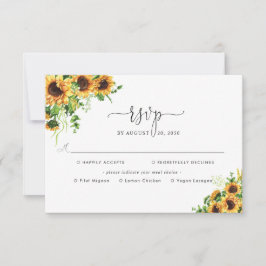 Sonnenblumen-Hochzeit mit Essensauswahl-RSVP RSVP Karte
