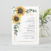 Sonnenblumen-Hochzeit mit floralem QR-Code Einladung (Stehend Vorderseite)