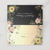 Sonnenblumen Hochzeit Platzkarte (Außenseite Aufgefaltet)