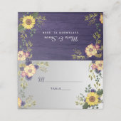 Sonnenblumen Hochzeit Platzkarte (Außenseite Aufgefaltet)