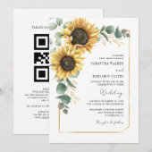 Sonnenblumen-Hochzeit QR Code All in One Einladung (Vorne/Hinten)
