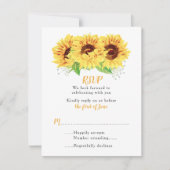 Sonnenblumen Hochzeit RSVP Card Wasserfarben (Vorderseite)