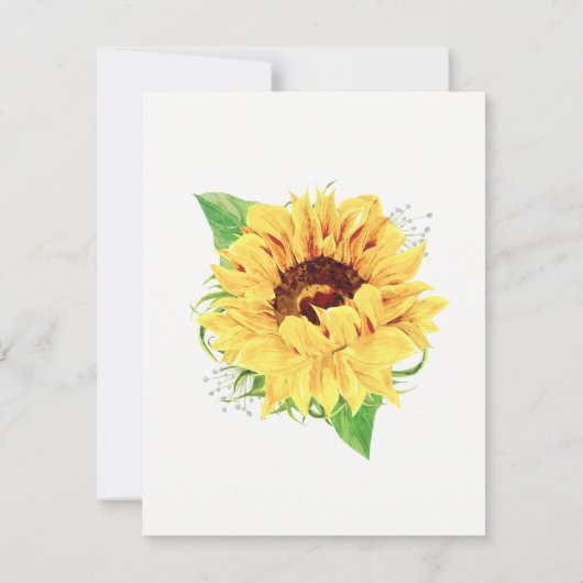 Sonnenblumen Hochzeit RSVP Card Wasserfarben (Rückseite)