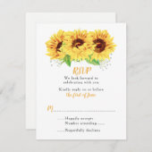 Sonnenblumen Hochzeit RSVP Card Wasserfarben (Vorne/Hinten)