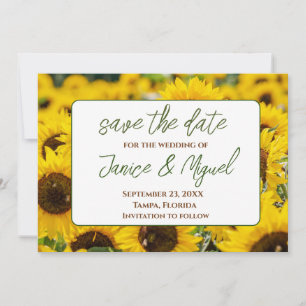 Sonnenblumen-Hochzeit Save The Date Karte
