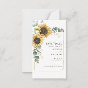 Sonnenblumen-Hochzeit 'Save The Date' Mitteilungskarte