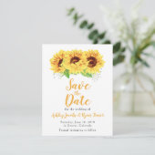 Sonnenblumen Hochzeit Save the Date Watercolor Flo (Stehend Vorderseite)