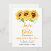 Sonnenblumen Hochzeit Save the Date Watercolor Flo (Vorne/Hinten)