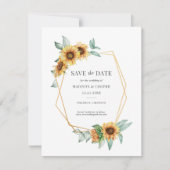 Sonnenblumen-Hochzeit speichern Sie das Datum (Vorderseite)