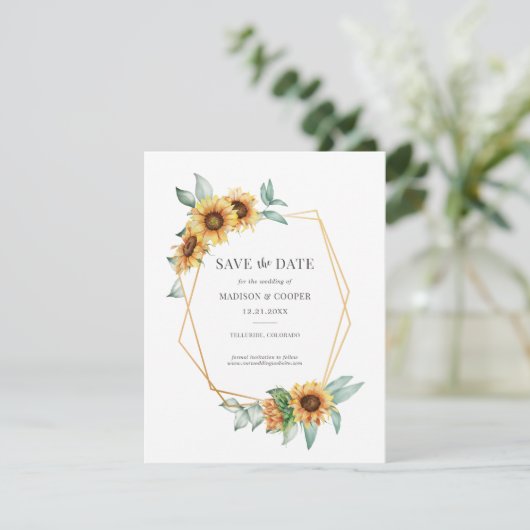 Sonnenblumen-Hochzeit speichern Sie das Datum (Stehend Vorderseite)