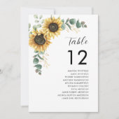 Sonnenblumen Hochzeit Tisch Nummer 12 Sitzordnung Einladung (Vorderseite)