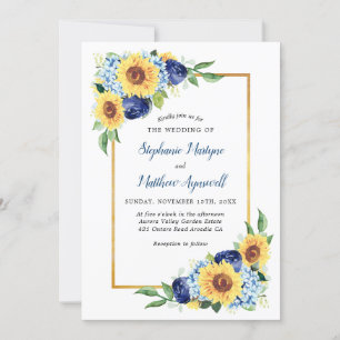 Sonnenblumen Hochzeit von Blaublauer Blütengold Einladung