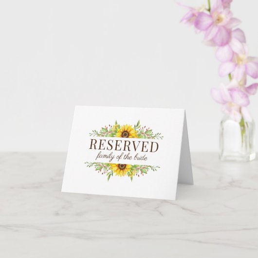 Sonnenblumen Hochzeit vorbehaltene Platzkarten Karte (Orchidee)