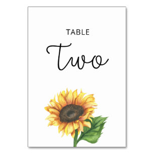 Sonnenblumen-Hochzeit Zwei-Tisch-Nummer Tischnummer
