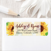 Sonnenblumen Hochzeitadresse Labels Wasserfarbe (Insitu)