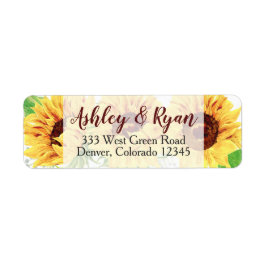 Sonnenblumen Hochzeitadresse Labels Wasserfarbe