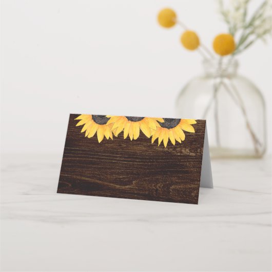 Sonnenblumen Hochzeiten Platzkarten Rustikales Hol (Rückseite)