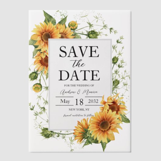 Sonnenblumen Hochzeiten speichern das Datum lichtd Pergament Einladungen (Vorderseite)