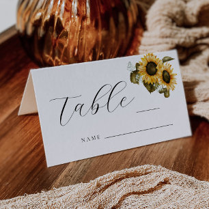 Sonnenblumen Hochzeitliche Tischnummer Platzkarte