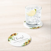 Sonnenblumen-Hochzeits-Cheers-Runder Untersetzer (Vor Ort)