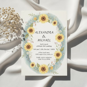 Sonnenblumen-Hochzeits-Einladung mit Aquarell Einladung