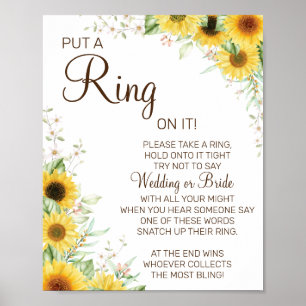 Sonnenblumen-Hochzeitsbrause-Spielschild Poster