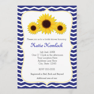 Sonnenblumen Hochzeitseinladung Blaue Chevron Einladung