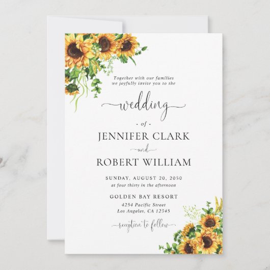 Sonnenblumen-Hochzeitseinladung Einladung (Vorderseite)
