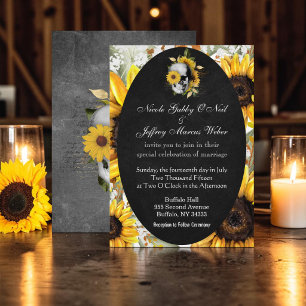 Sonnenblumen-Hochzeitseinladung mit Totenkopf Einladung