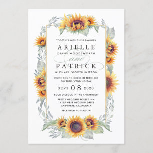 Sonnenblumen Hochzeitseinladungen im Vintage-Wasse Einladung