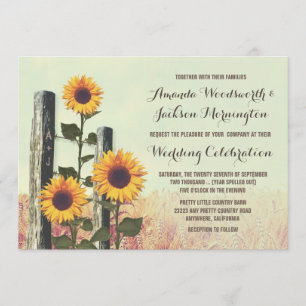 Sonnenblumen-Hochzeitseinladungen mit geschnitztem Einladung