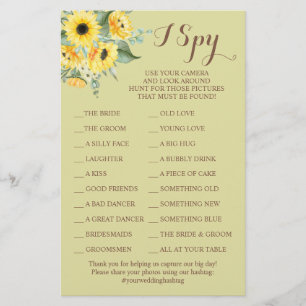 Sonnenblumen Hochzeitsempfang I Spy Game Card Flye Flyer