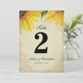 Sonnenblumen Hochzeitsempfang Tischnummer Zwei (Stehend Vorderseite)