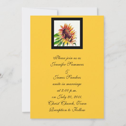 Sonnenblumen Hochzeitsfront Einladung (Rückseite)